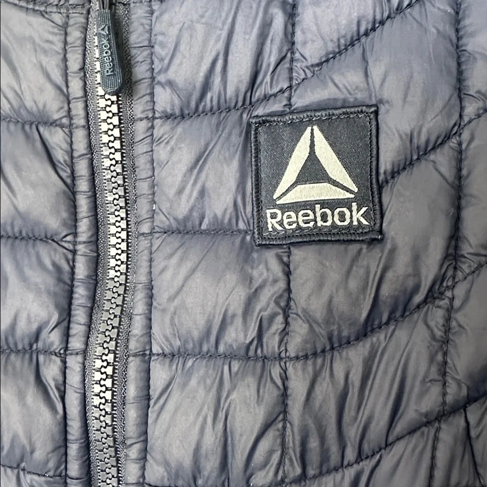 Reebok Kids Puffer Jacket Navy Blue Full Zip Quilted Lightweight Coat